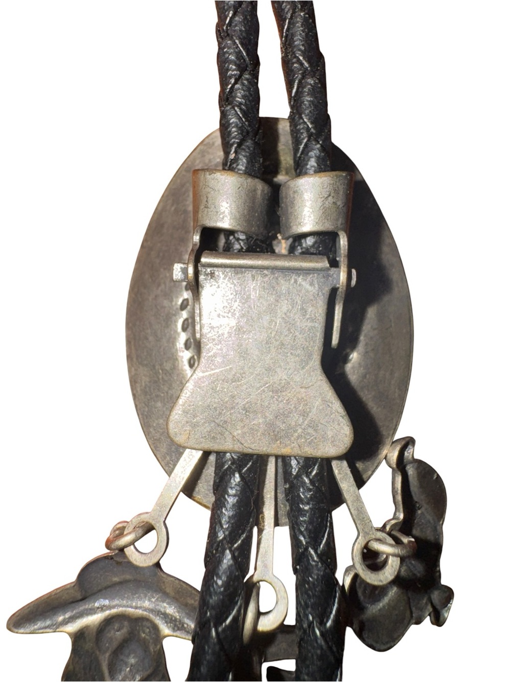 Vintage Western Cowboy Bolo Tie Faux Leather Rodeo Charm Necklace 18” - Picture 3 of 5